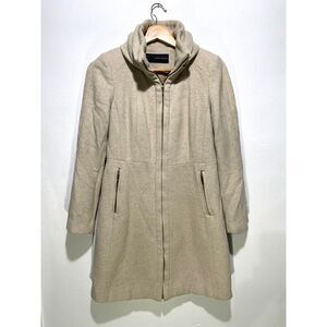 Zara Basic peacoat neutral beige full zip winter preppy dark accademia women M